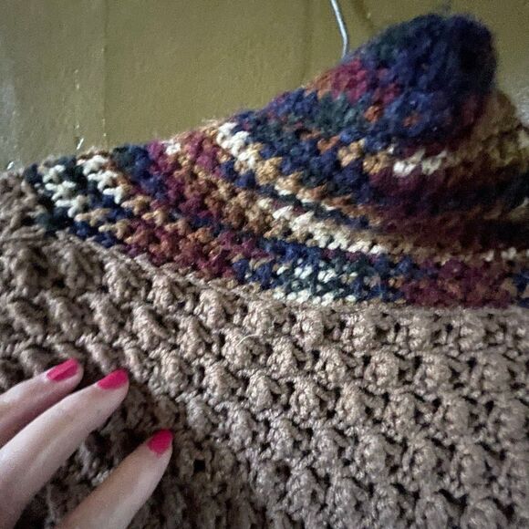 Vintage size XL granny Square popcorn knit oversized cardigan. - Picture 7 of 11